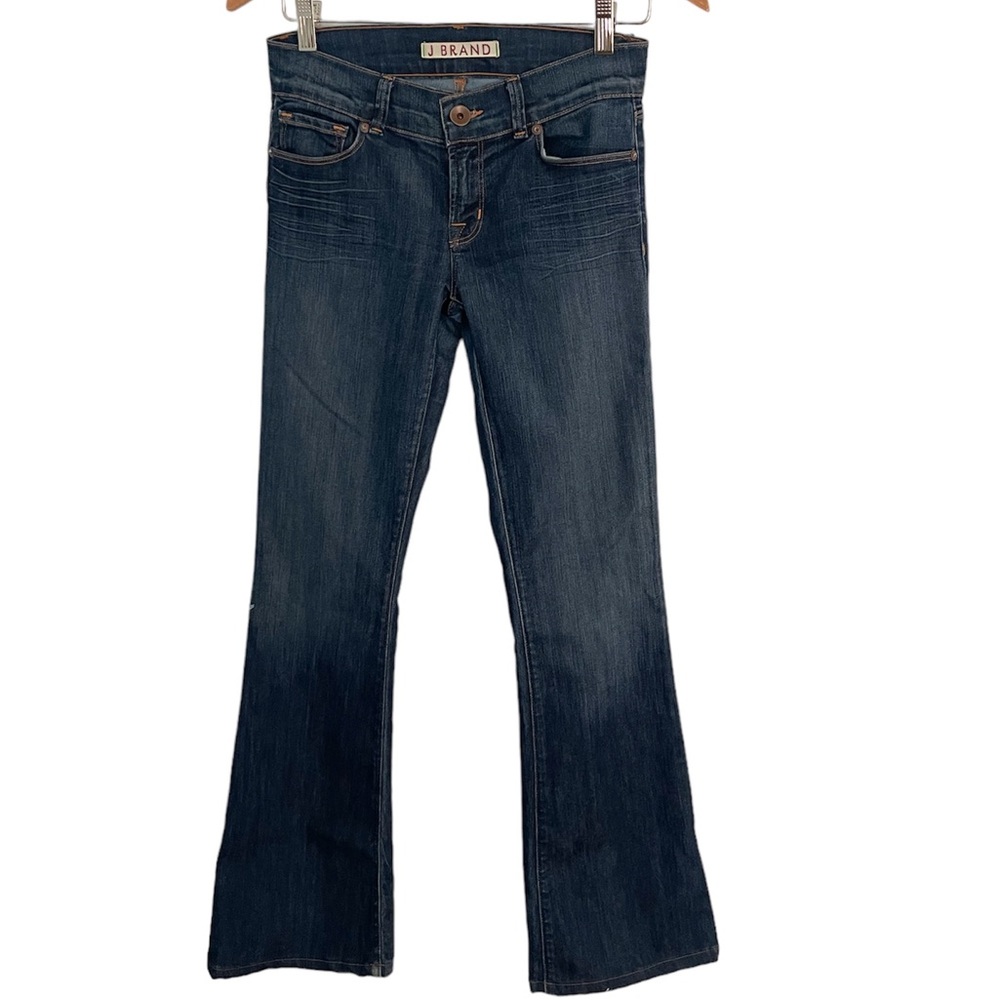 JBrand boot flare cut blue‎ wash low rise jeans with button and zipper closure